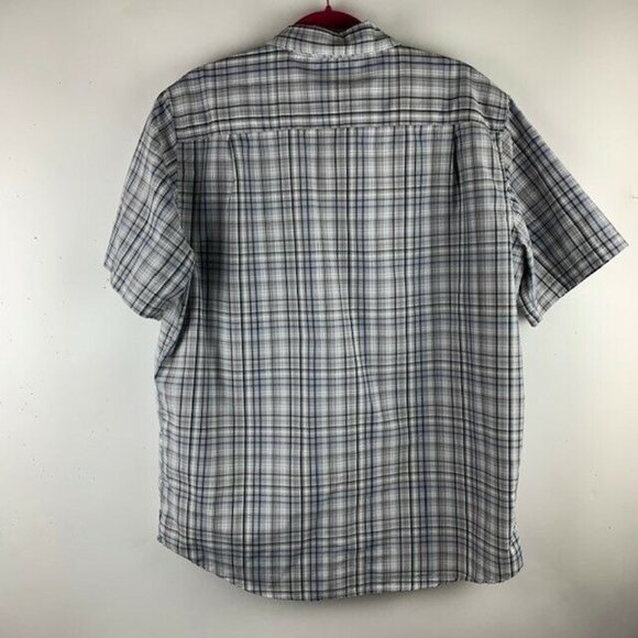 Chaps Mens Size Large Shirt Short Sleeve Gray Plaid - Picture 3 of 3